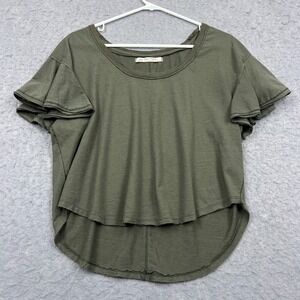 We The Free People Shirt Womens XS Green Free People Float On Flutter Sleeve Top